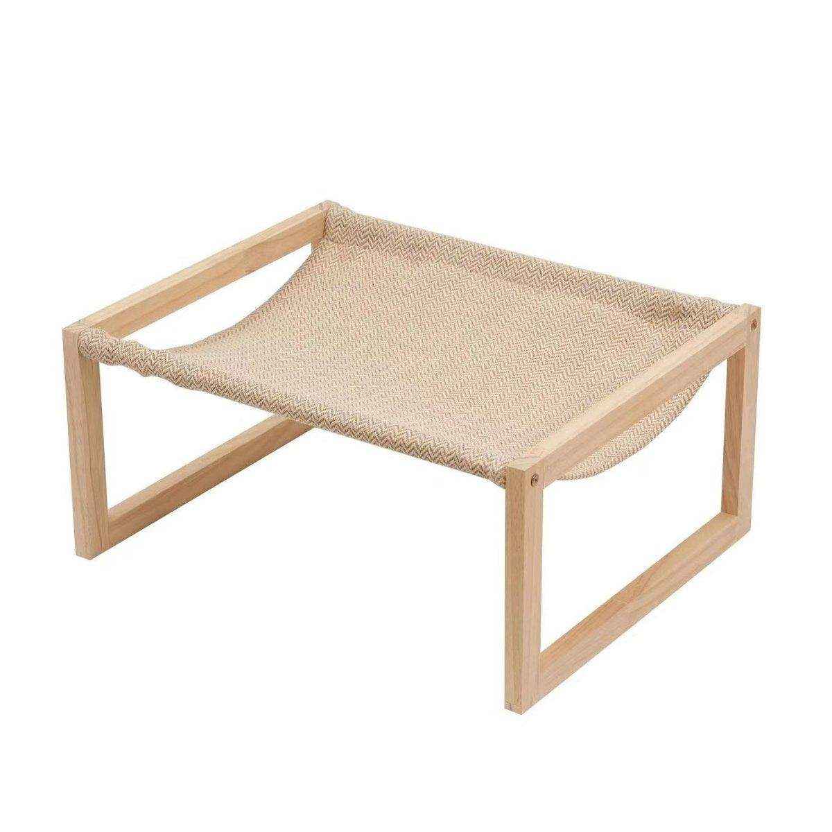 Wooden Cat Bed Elevated Cat Hammock with Breathable Linen Fabric - Image 3