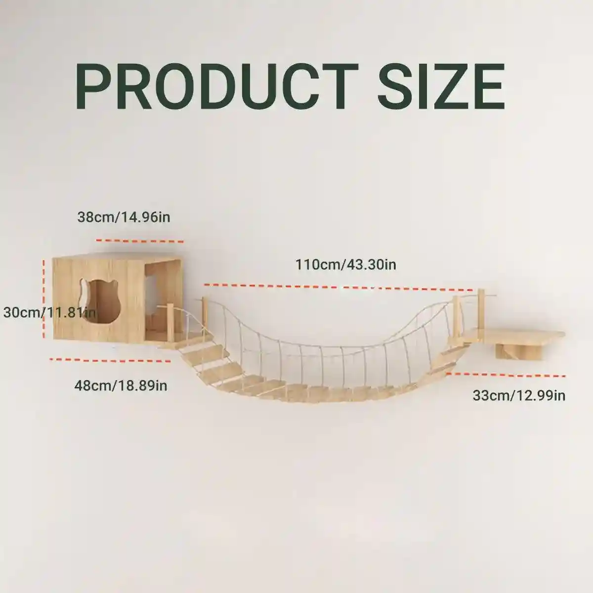 Modern Cat Wall Furniture – Space-Saving Wooden Cat Bridge & Condo Set - Image 9