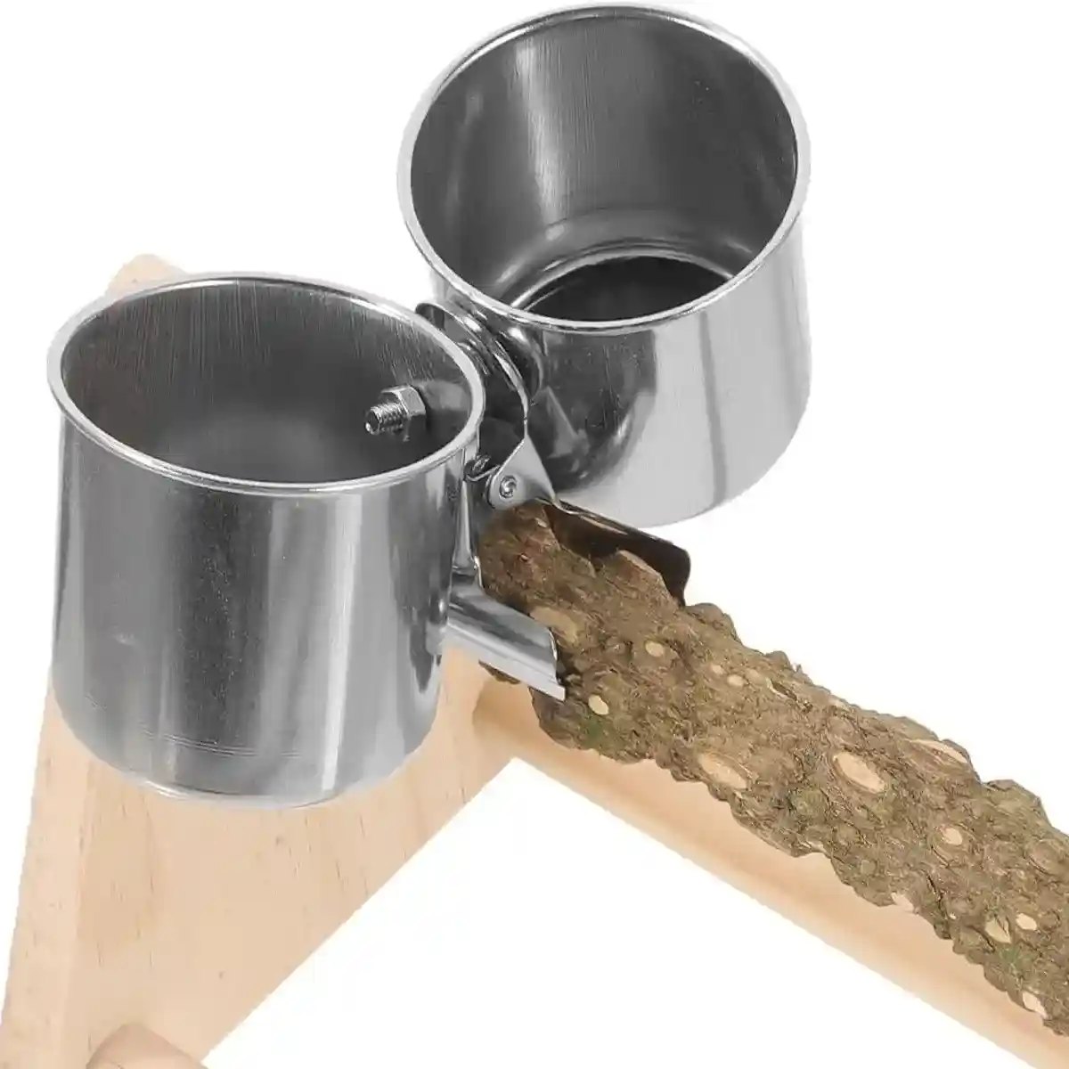 Wooden Desktop Feeder with Bowls Ideal Bird Perch Stand for Small Parrots - Image 12