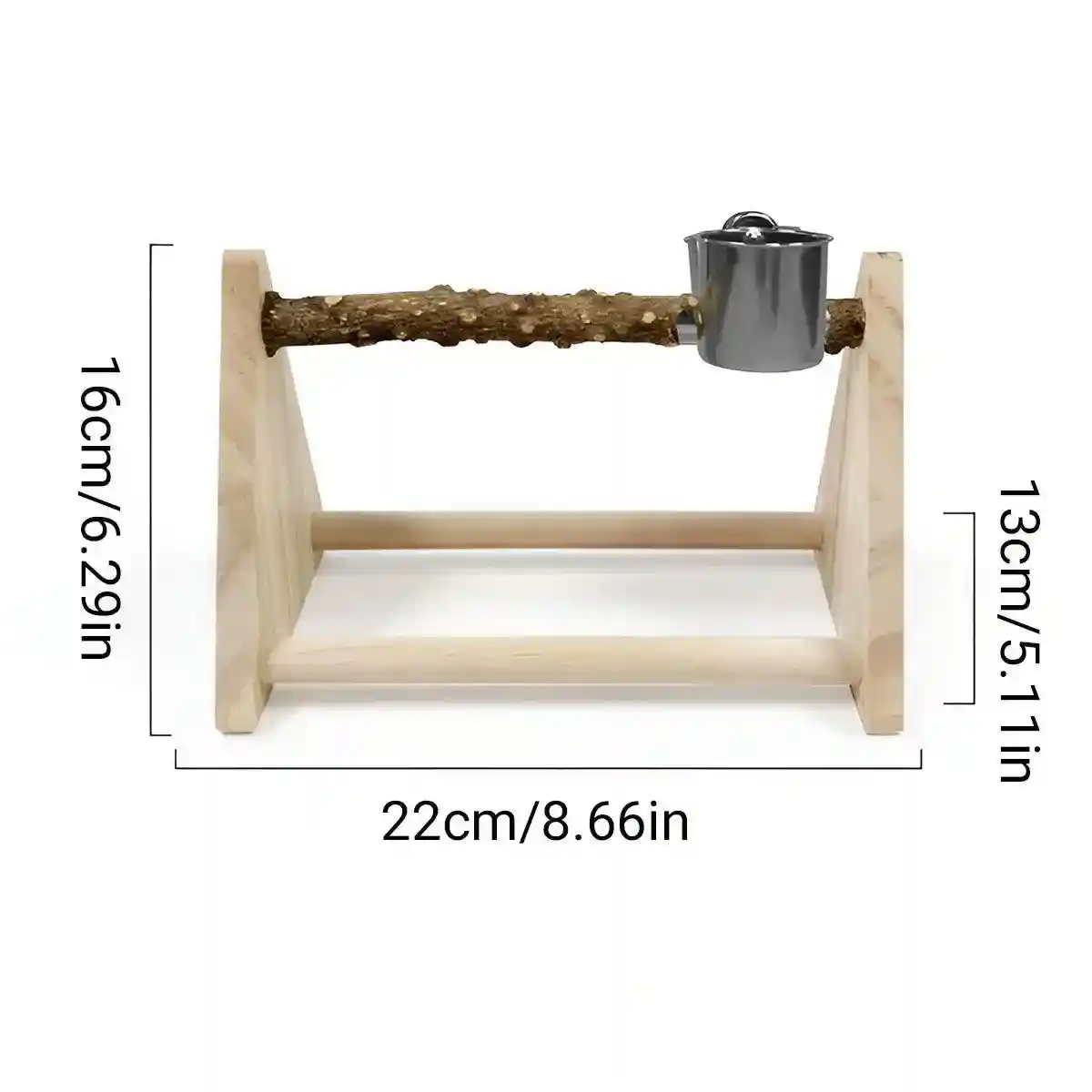 Wooden Desktop Feeder with Bowls Ideal Bird Perch Stand for Small Parrots - Image 7