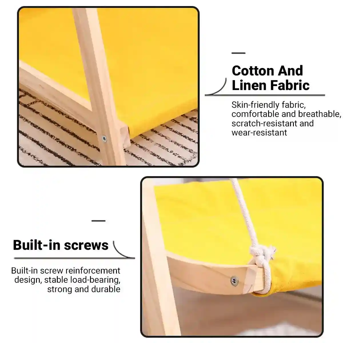 Wooden Double Layer Cat Hammock Bed Removable Washable Pet Swing Basket Nest - Image 8