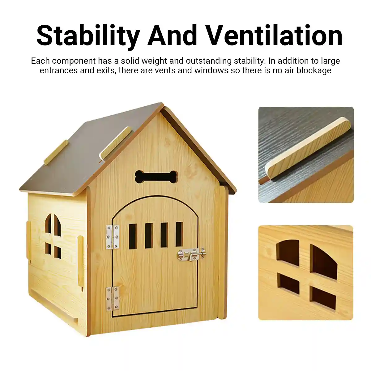 Wooden Pet House Detachable Dog Bed Cat House for Indoor Outdoor Use - Image 13