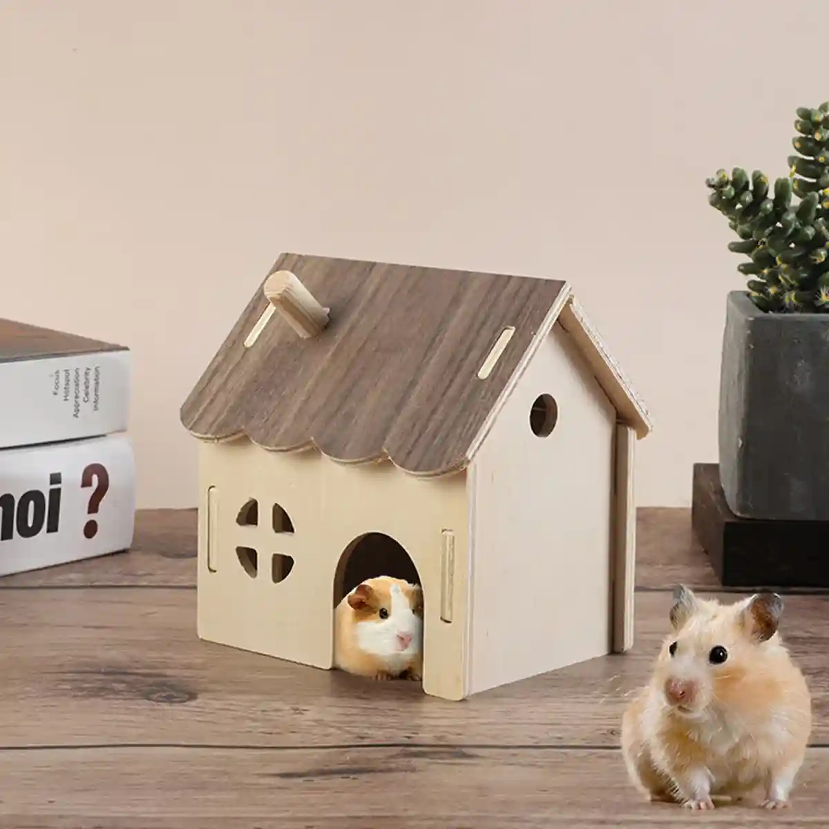 Wooden Hamster House Toy Hideout House Villa - Image 10