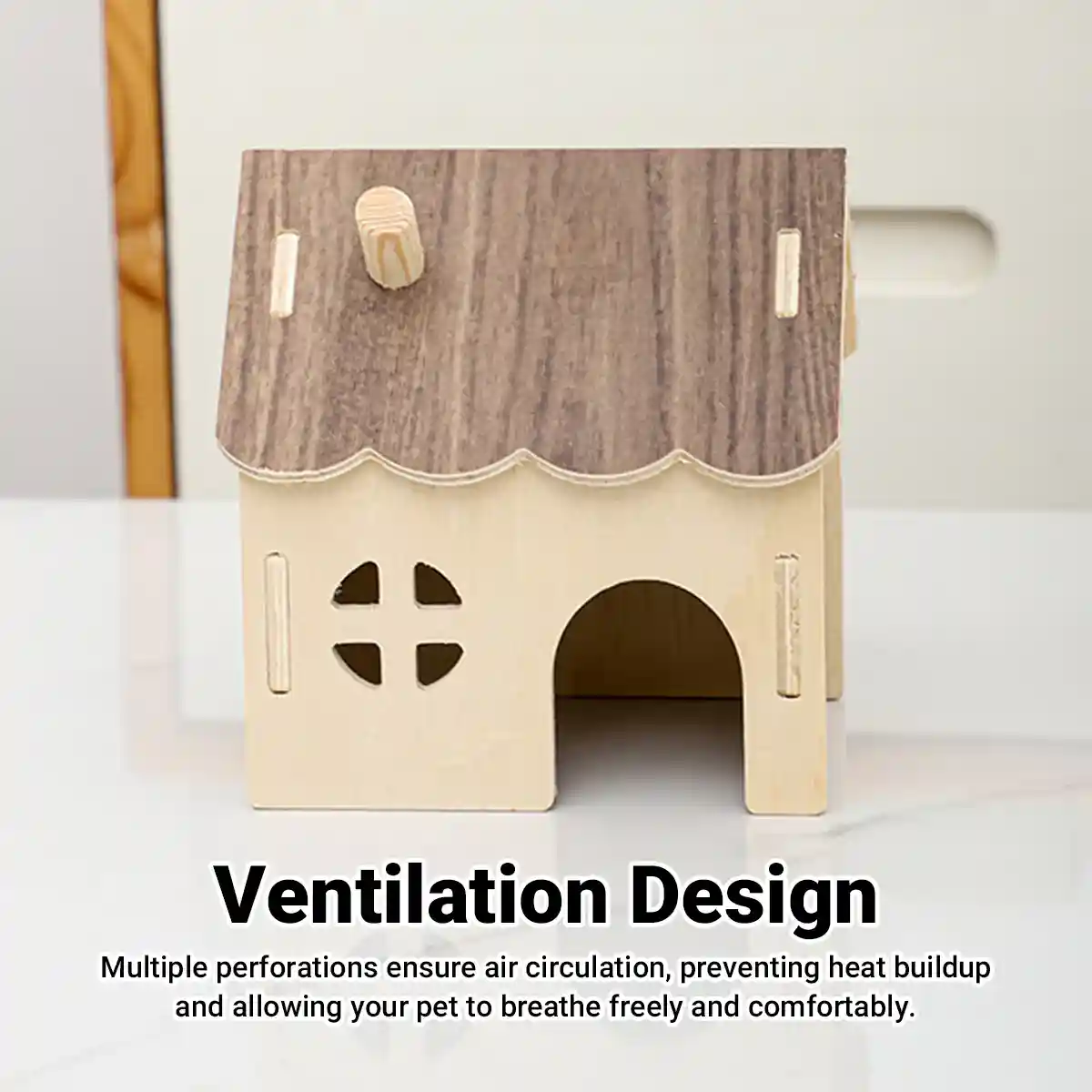 Wooden Hamster House Toy Hideout House Villa - Image 11