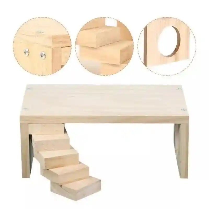 Interactive Wooden Climbing Toy with Hamster Platform and Hideout - Image 10