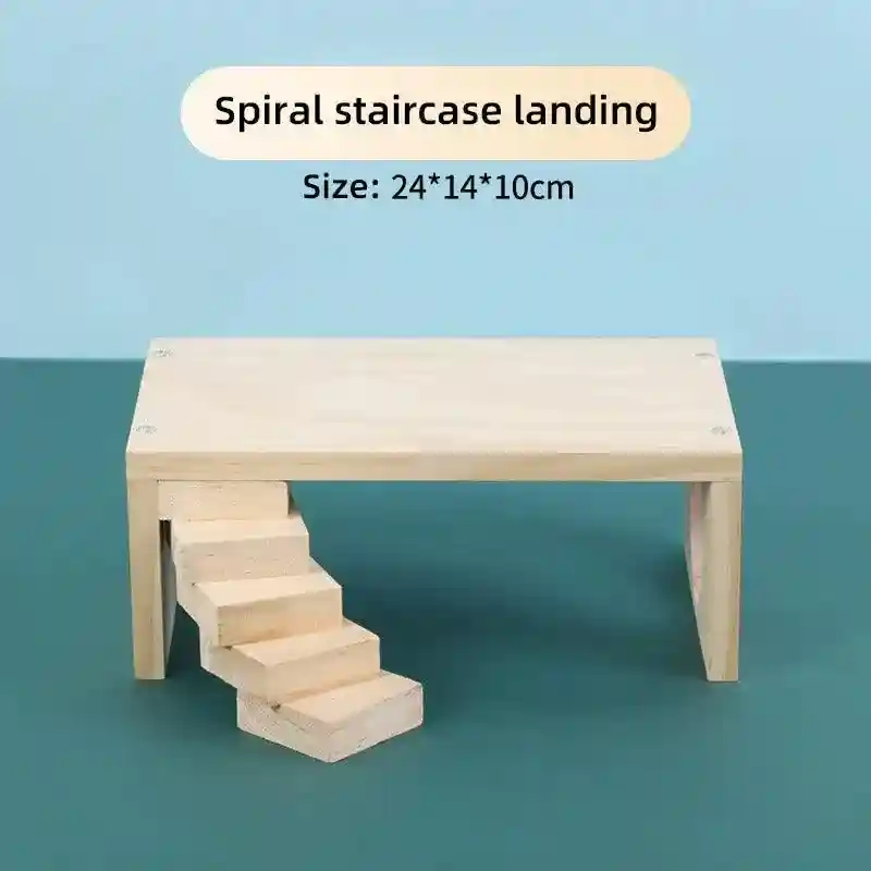 Interactive Wooden Climbing Toy with Hamster Platform and Hideout - Image 8