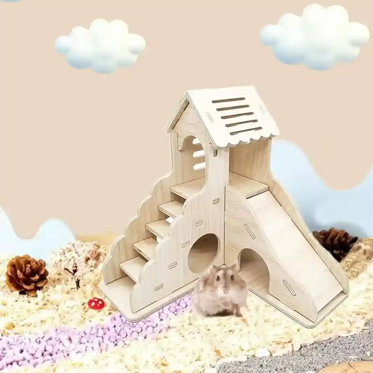 Fun Wooden Hamster Playground Slide for Small Pets Cage - Image 12
