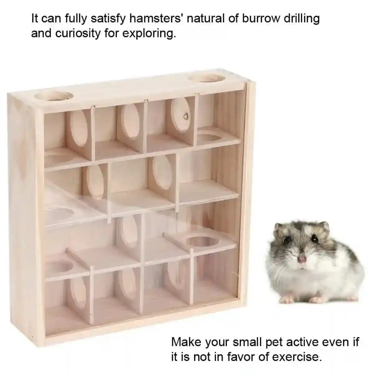 Interactive Wooden Hamster Toy Maze for Small Pets’ Play & Exercise - Image 13