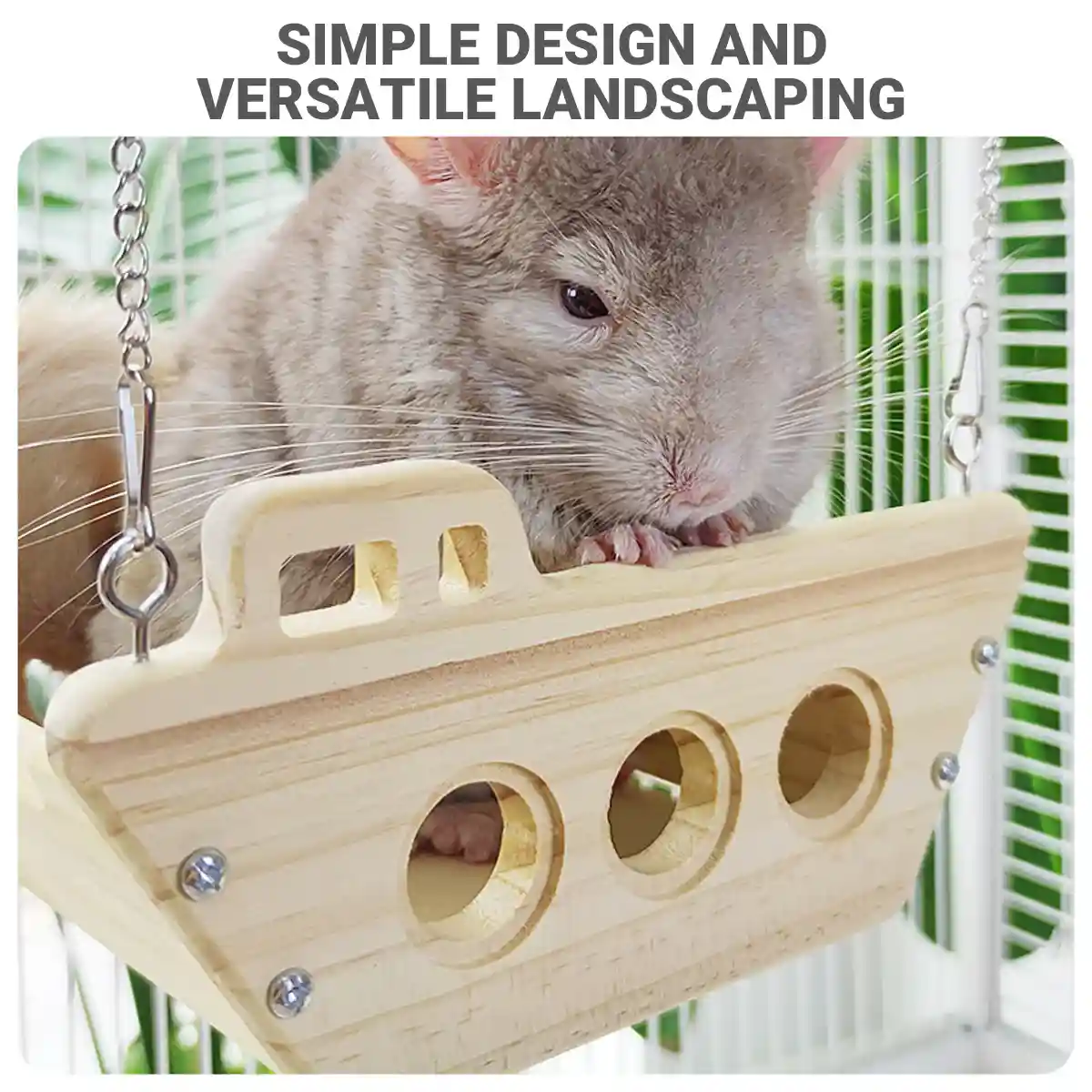 Wooden Hanging Small Animal Hammock Cage Swing Bed for Hamsters & Chinchillas - Image 2