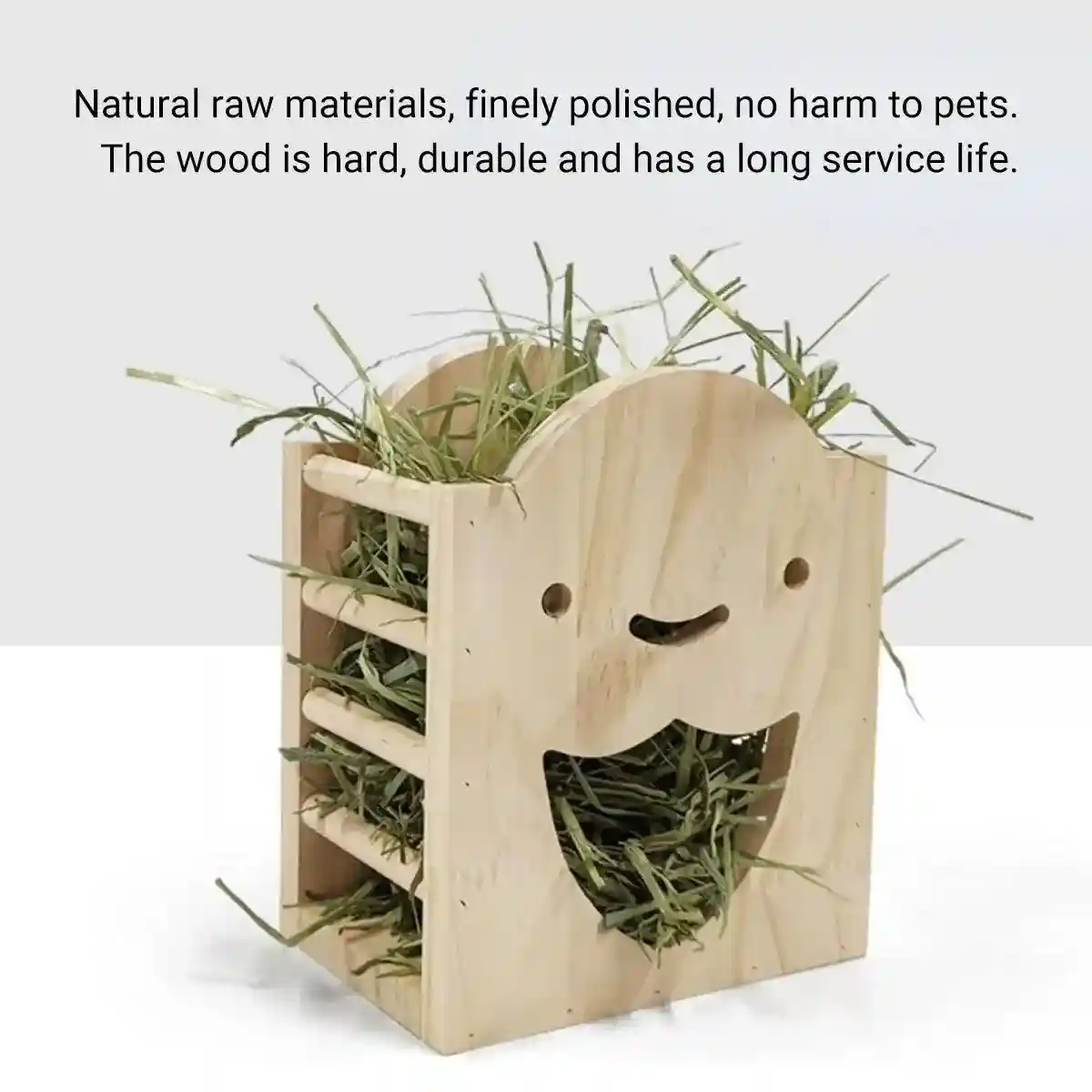 Natural Wooden Hay Feeder for Rabbits Bunny Grass Rack Box - Image 5