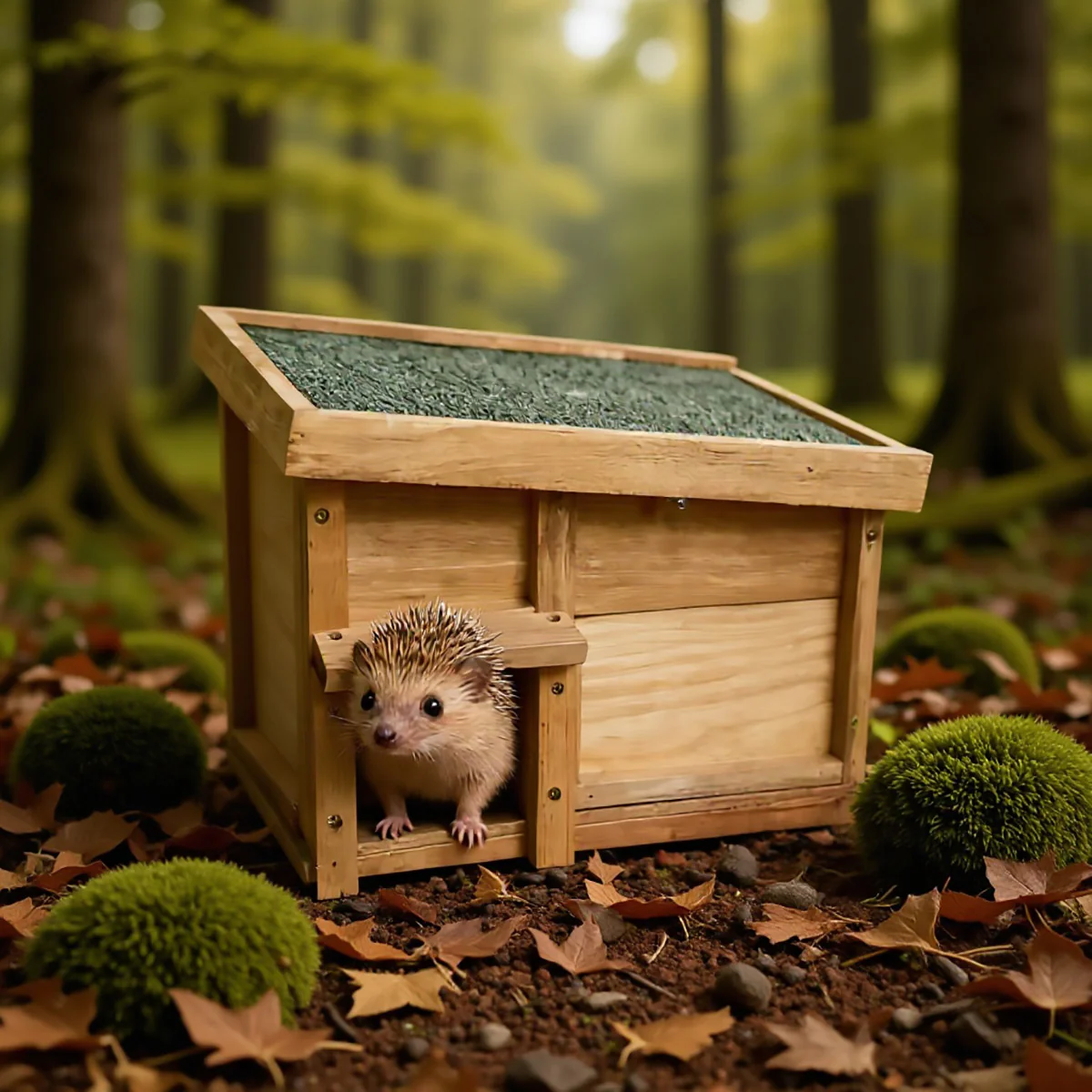 Wooden Hedgehog House Outdoor Shelter - Image 11