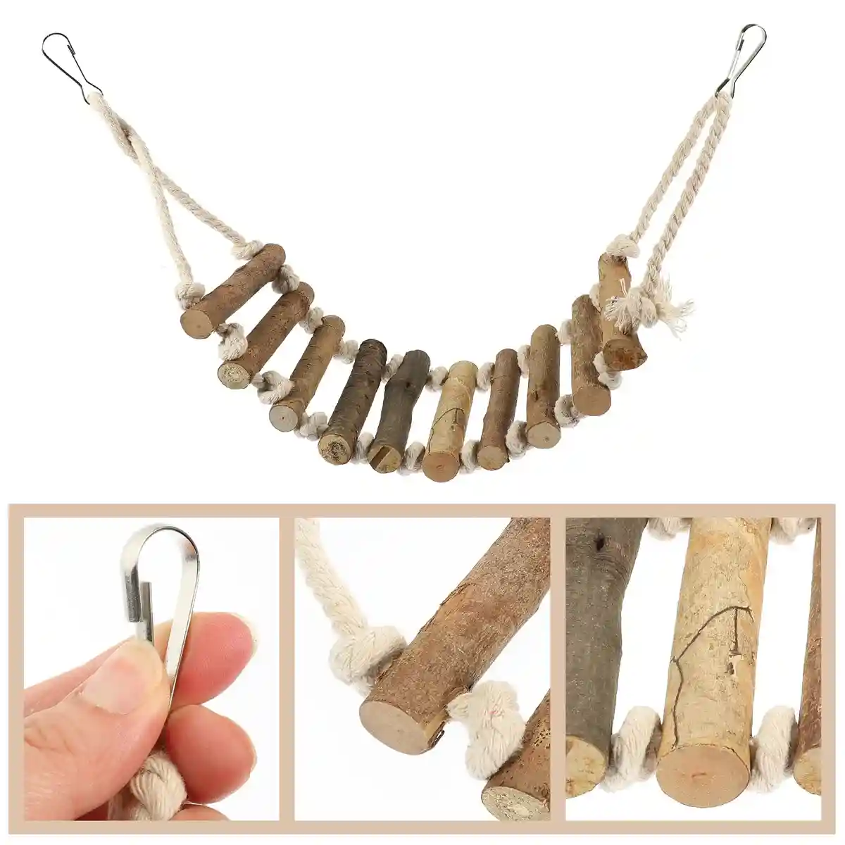 Wooden Parrot Ladder Toy 2PCS Hanging Bridge for Birds Cage - Image 11