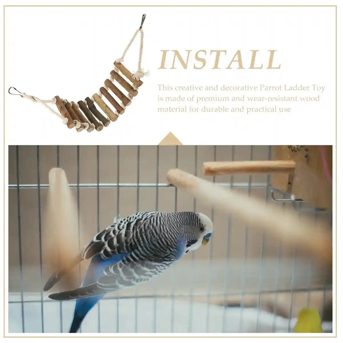 Wooden Parrot Ladder Toy 2PCS Hanging Bridge for Birds Cage - Image 13