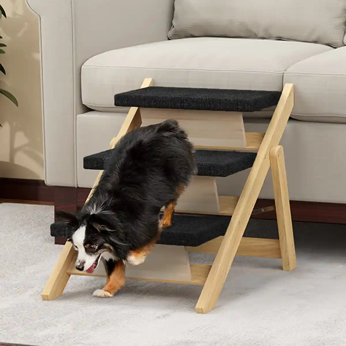 Wooden Pet Stairs Foldable Dog Ramp With Non-Slip Steps - Image 10