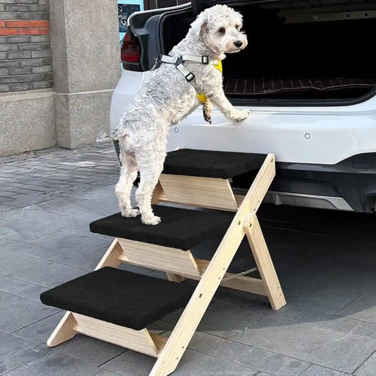 Wooden Pet Stairs Foldable Dog Ramp With Non-Slip Steps - Image 12