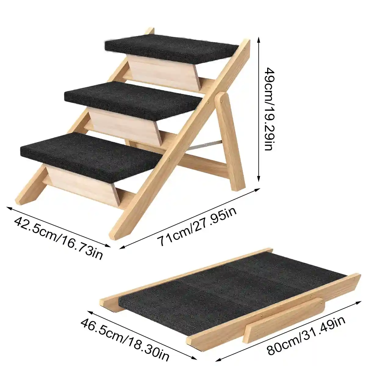 Wooden Pet Stairs Foldable Dog Ramp With Non-Slip Steps - Image 6