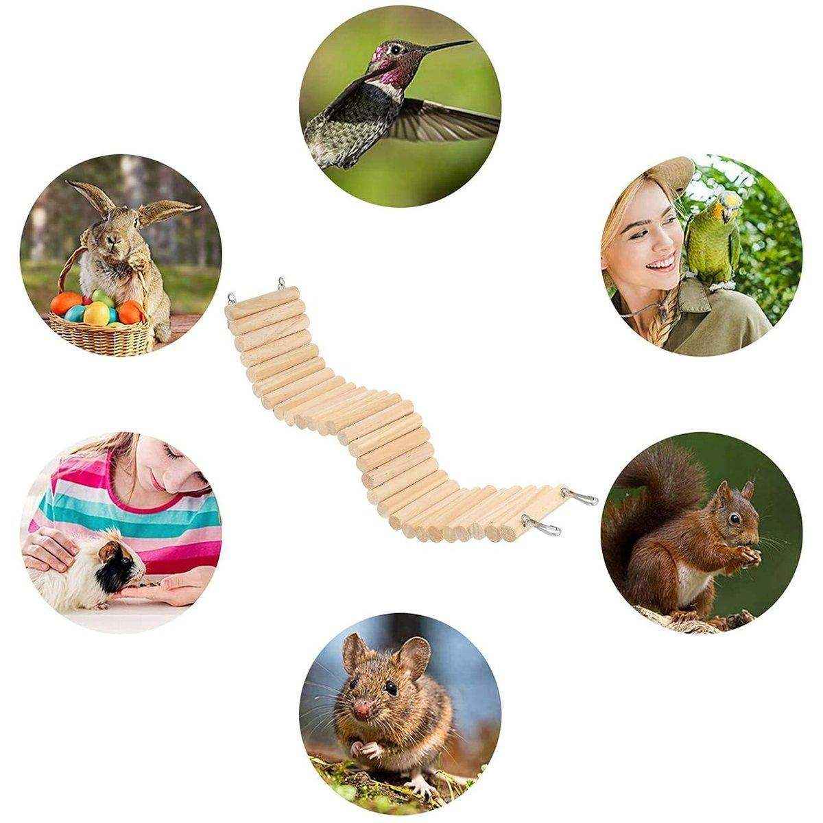 Wooden Hamster Toy Furniture Small Fence Climbing Stairs Arch Bridge for Pets - Image 13
