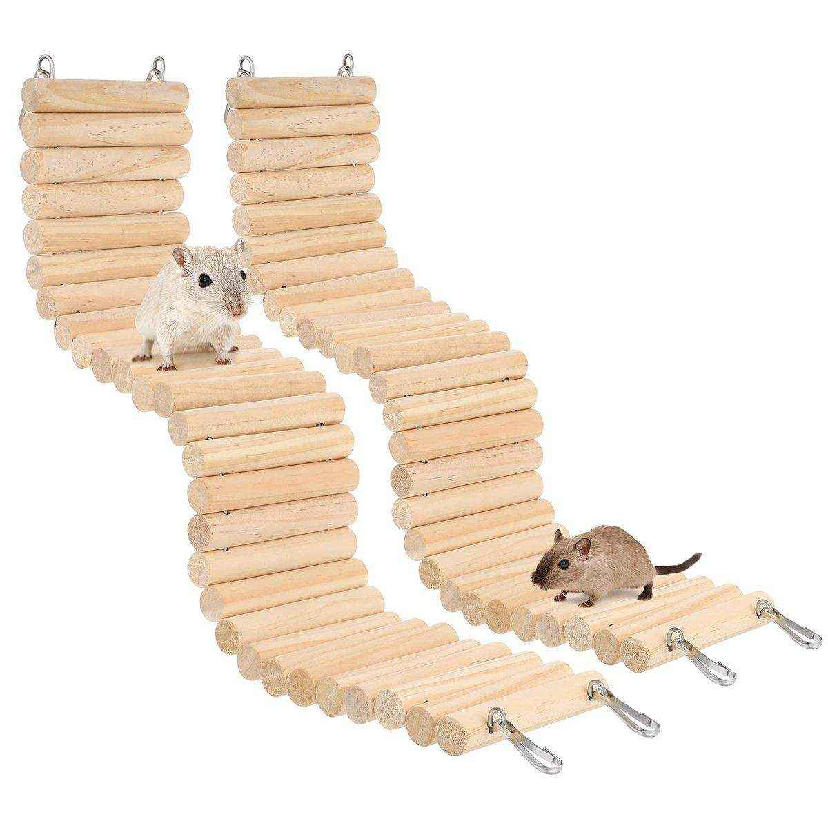 Wooden Hamster Toy Furniture Small Fence Climbing Stairs Arch Bridge for Pets - Image 3