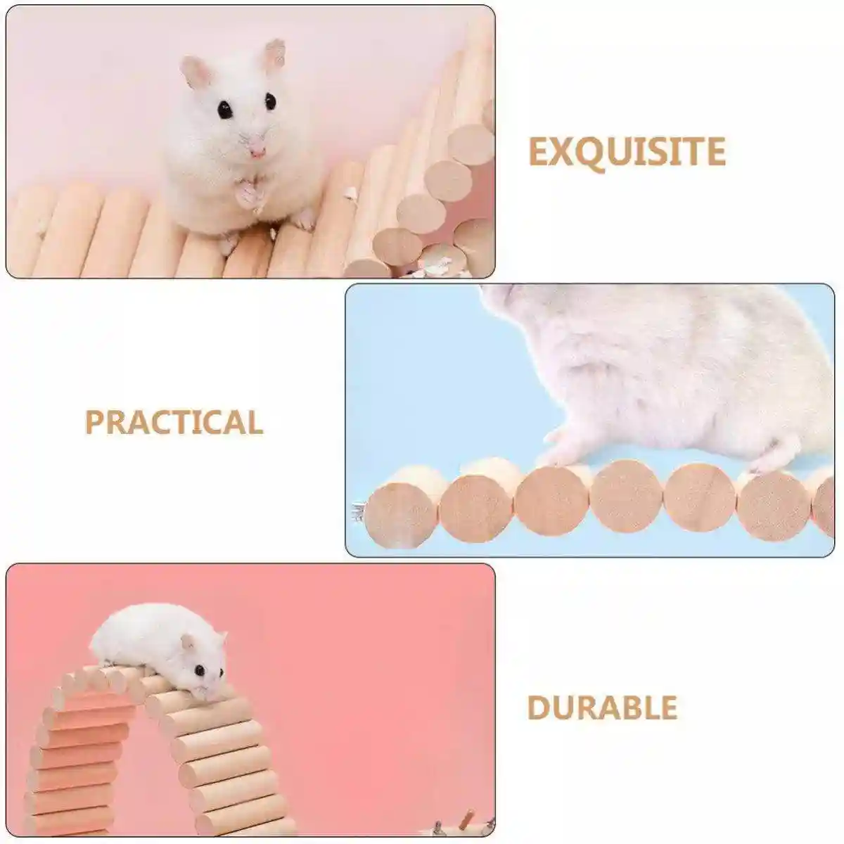 Wooden Hamster Toy Furniture Small Fence Climbing Stairs Arch Bridge for Pets - Image 6