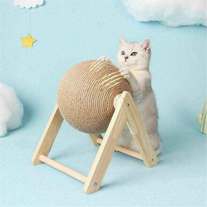 Interactive Wooden Sisal Cat Scratcher Ball Toy For Indoor Cats - Image 4