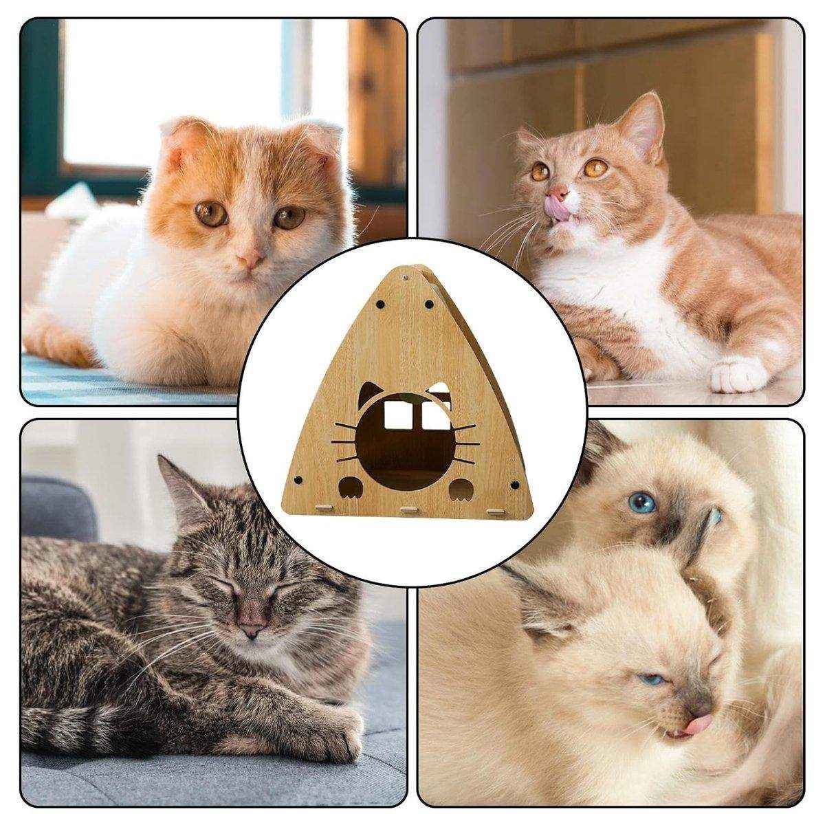 Wooden Triangle Cat Scratching Board Cat Nest 2in1 Claw Sharpening Cat Toys - Image 11