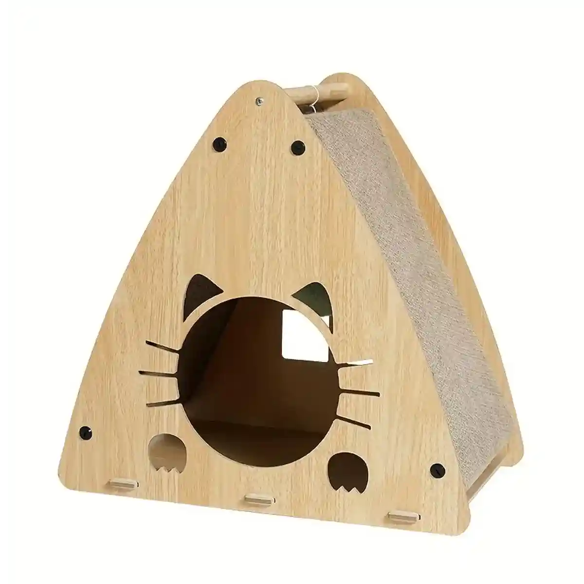 Wooden Triangle Cat Scratching Board Cat Nest 2in1 Claw Sharpening Cat Toys - Image 3